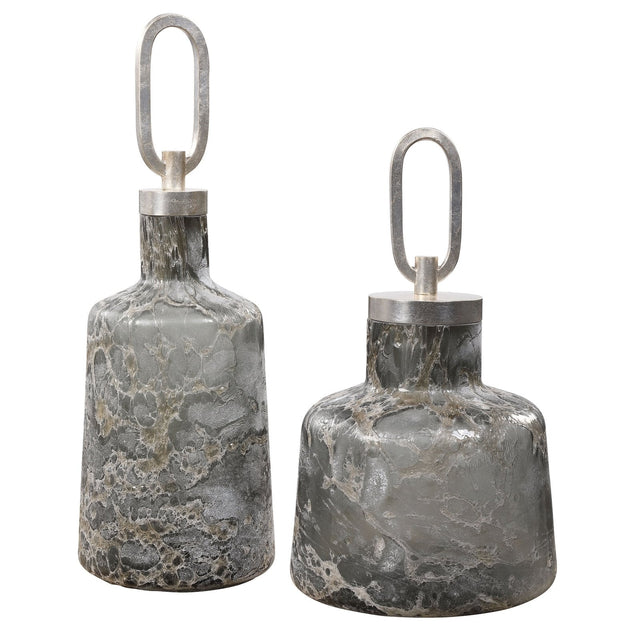 Uttermost Storm Art Glass Bottles - Set Of 2 - Home Elegance USA