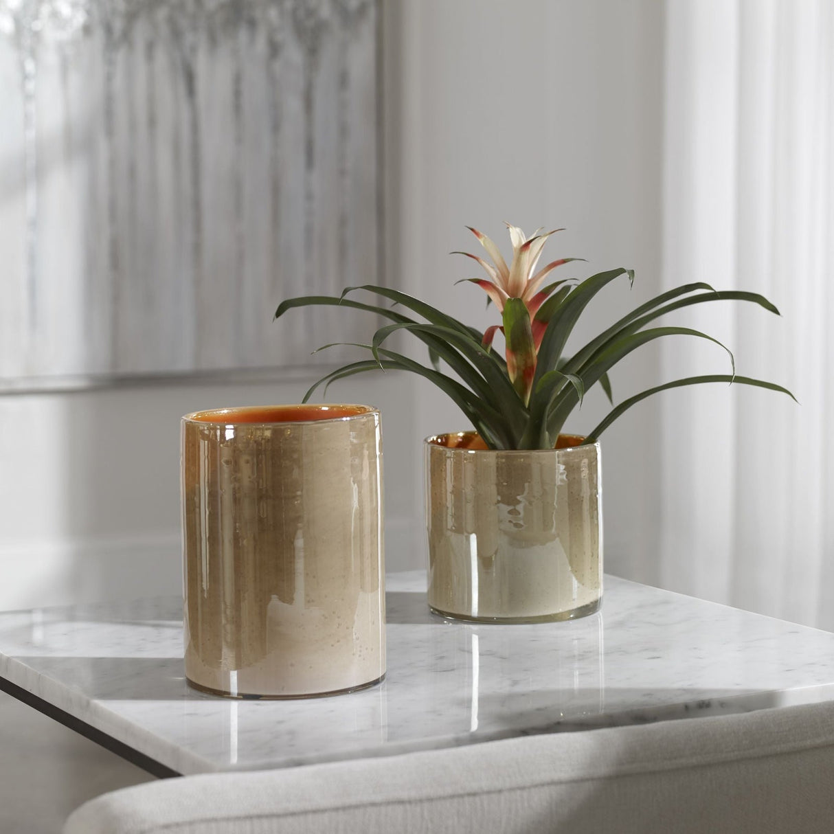Uttermost Tangelo Beige Orange Vases - Set Of 2 - Home Elegance USA