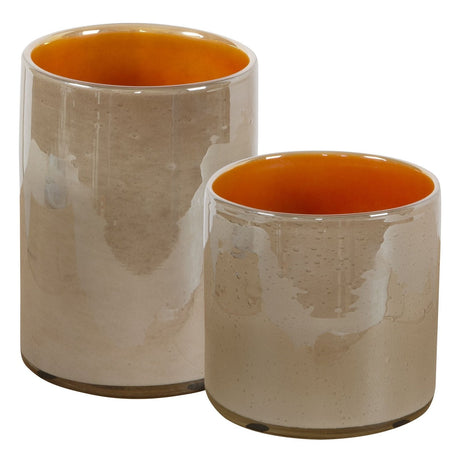 Uttermost Tangelo Beige Orange Vases - Set Of 2 - Home Elegance USA