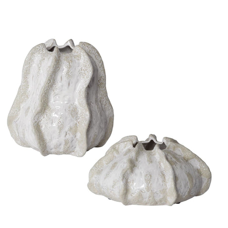 Uttermost Urchin Textured Ivory Vases - Set Of 2 - Home Elegance USA
