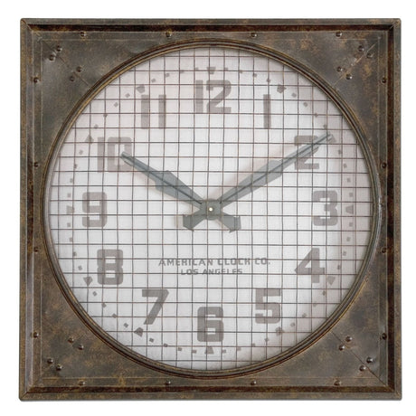 Uttermost Warehouse Wall Clock With Grill - Home Elegance USA