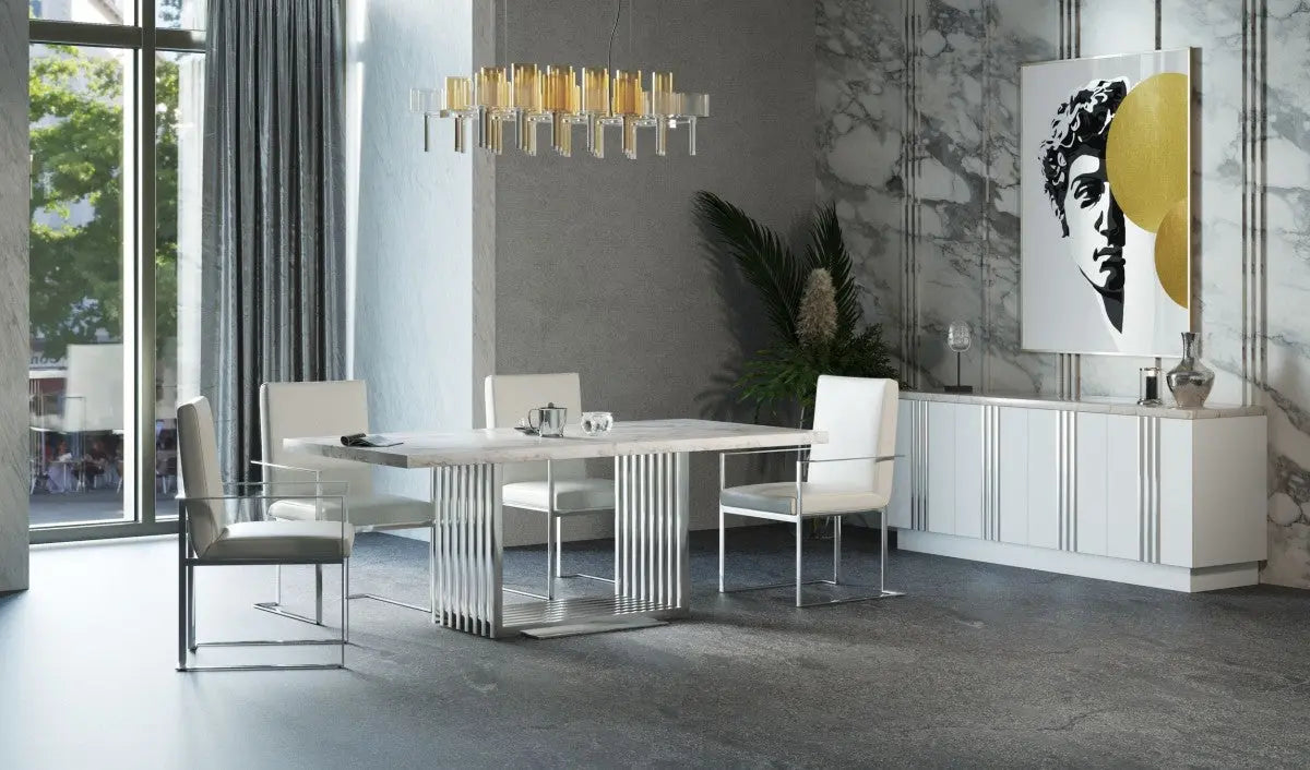Vig Furniture - Modrest Kingsley Modern Marble & Stainless Steel Dining Table - Vgvct8933-Stl