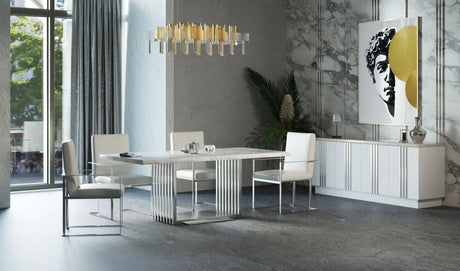 Vig Furniture - Modrest Kingsley Modern Marble & Stainless Steel Dining Table - Vgvct8933-Stl