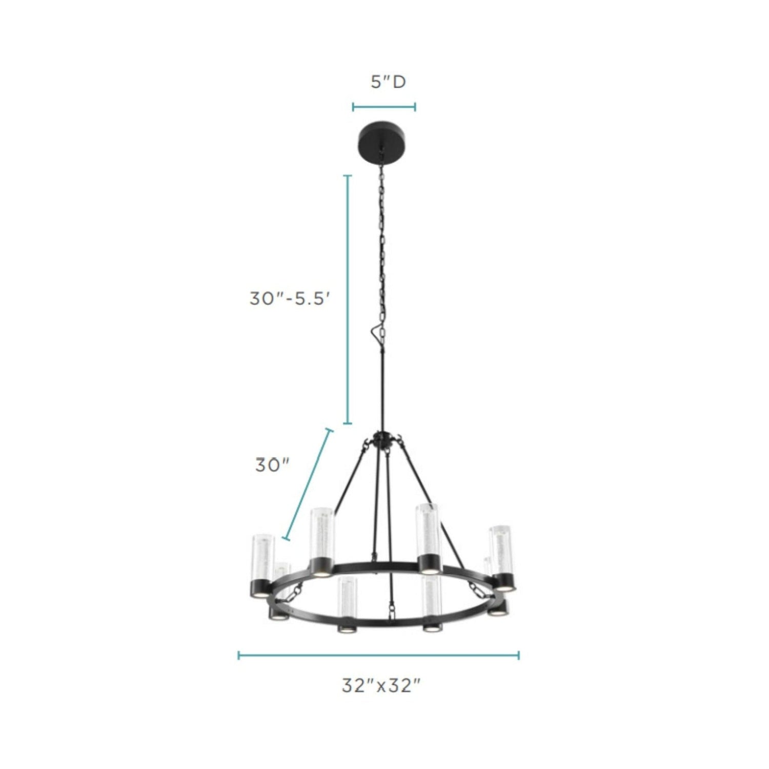 Victory 8 Light Chandelier //  Matte Black - Home Elegance USA