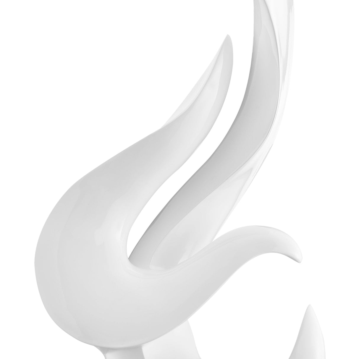 White Flame Floor Sculpture With Black Stand, 65" Tall - Home Elegance USA