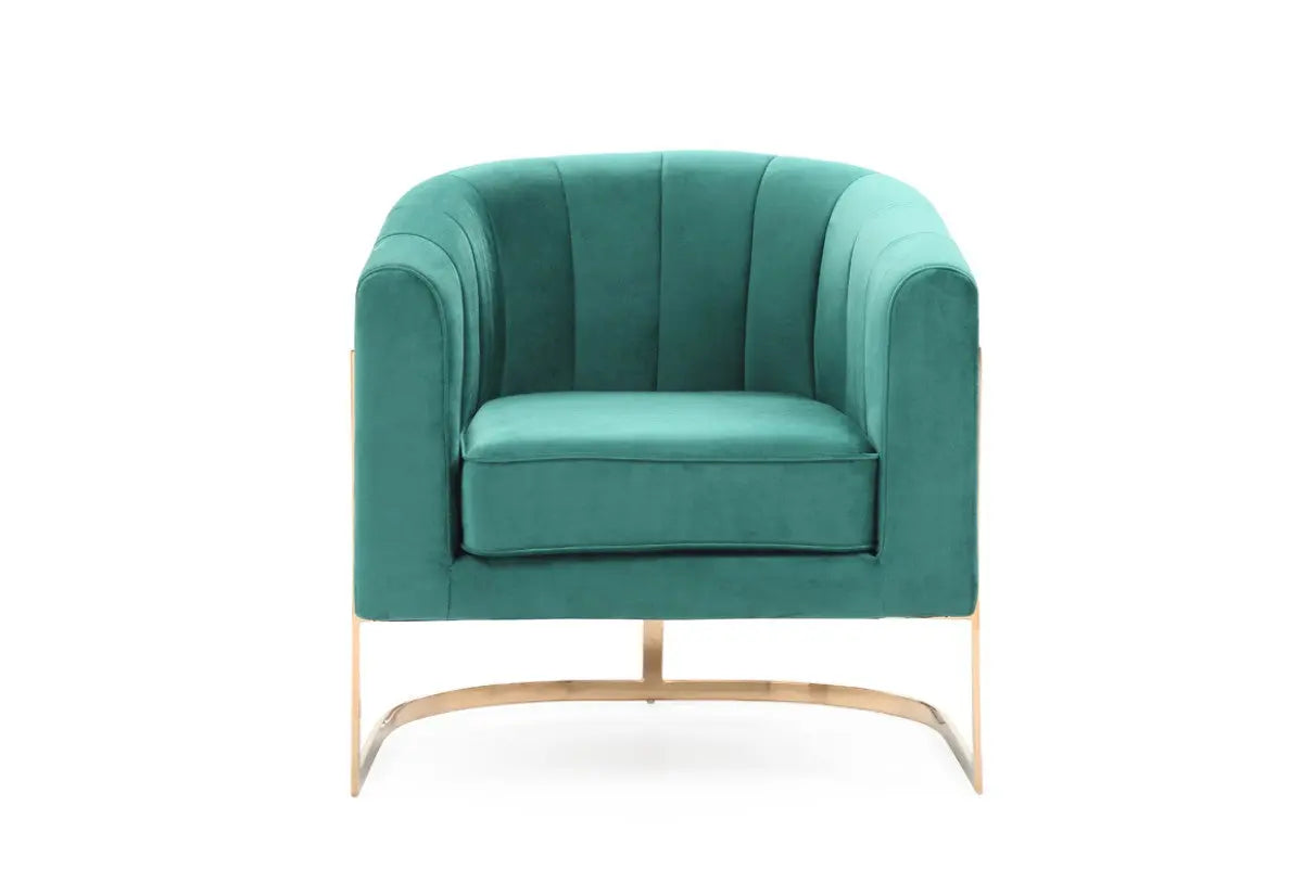 Vig Furniture - Modrest Trask Modern Green Velvet & Rosegold Accent Chair - Vgvca016-Grn