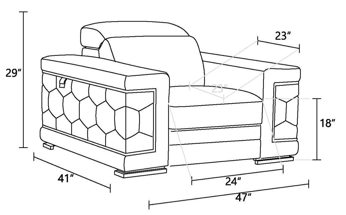 Top Grain Italian Leather Chair - Home Elegance USA