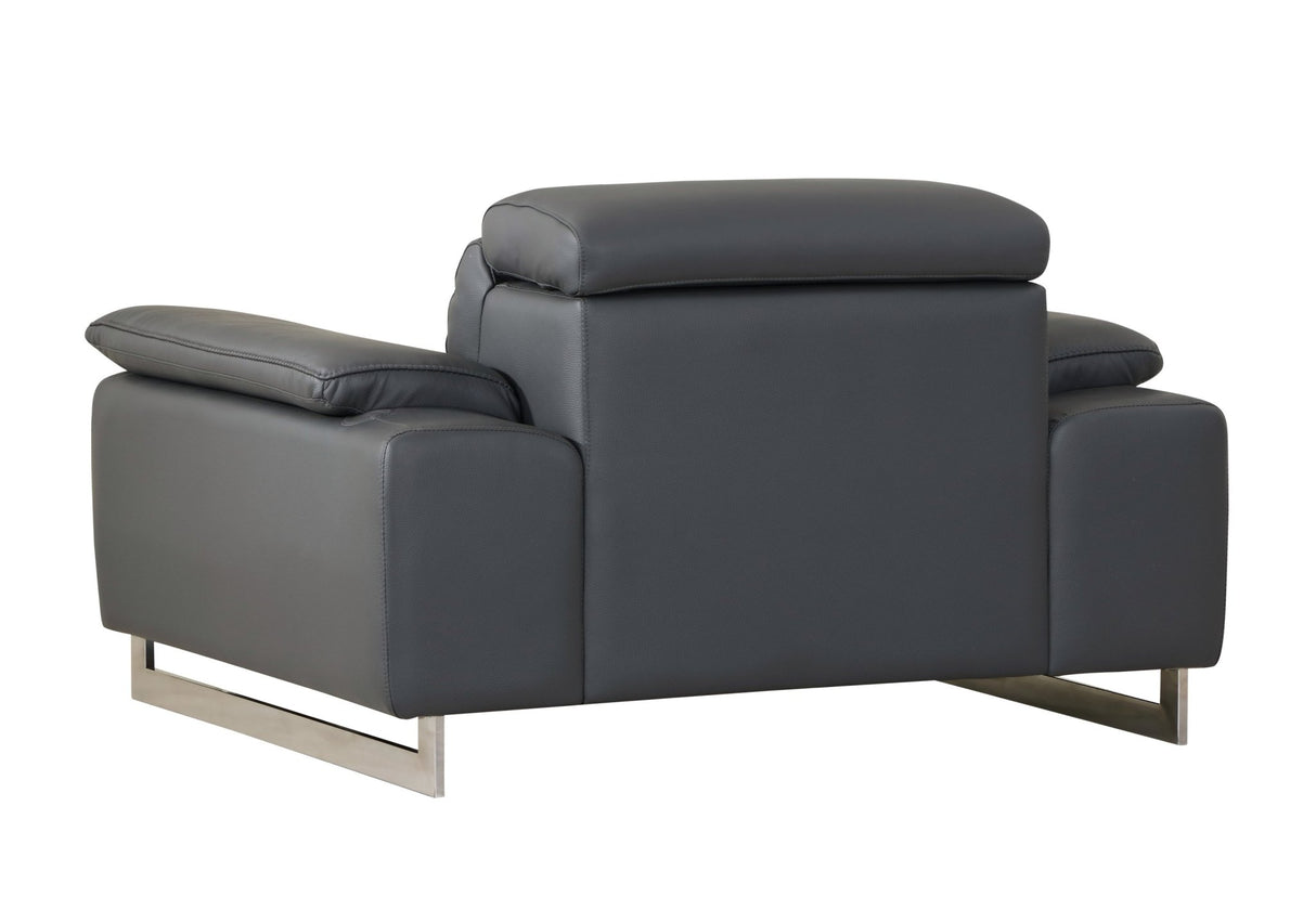 Global United Top Grain Italian Leather Chair - Home Elegance USA