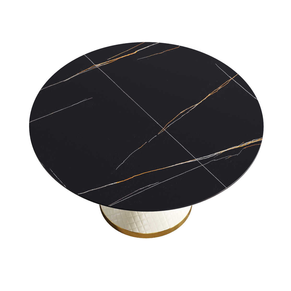 53.15"Modern artificial stone round white carbon steel base dining table - can accommodate 6 people | Home Elegance USA