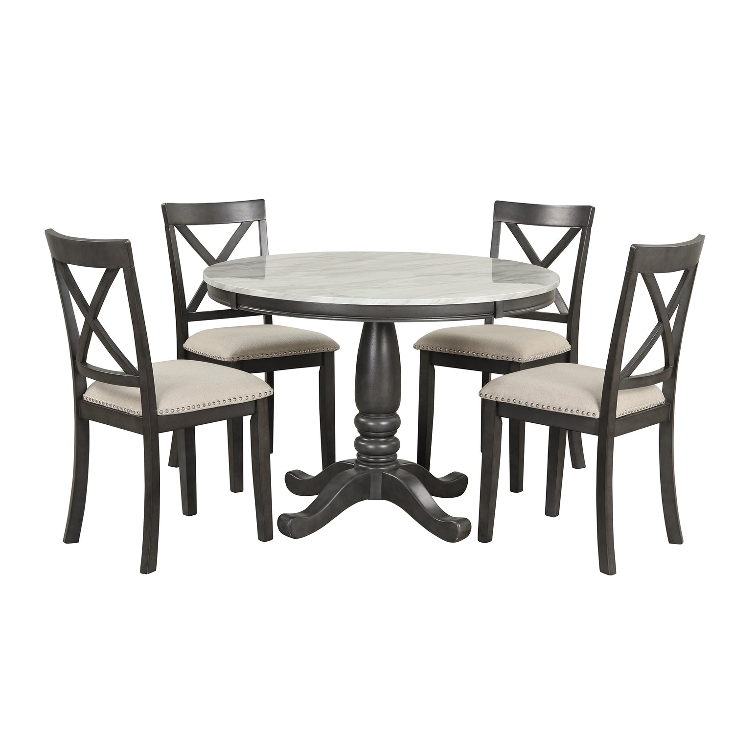 Orisfur. 5 Pieces Dining Table and Chairs Set for 4 Persons, Kitchen Room Solid Wood Table with 4 Chairs - Home Elegance USA