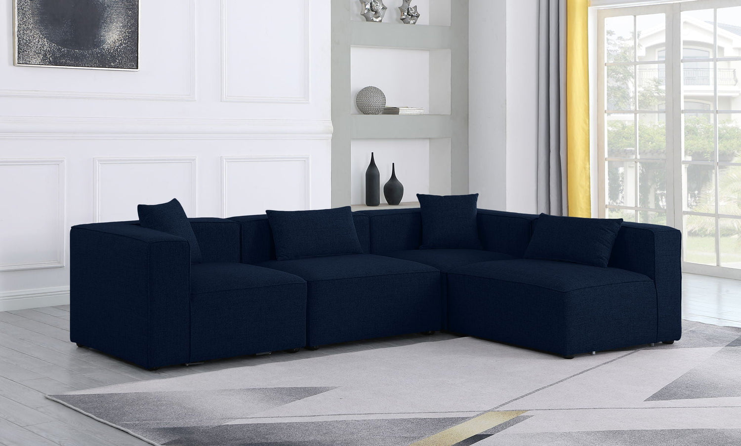 Cube - Modular Sectional 4 Piece - Navy | Home Elegance USA