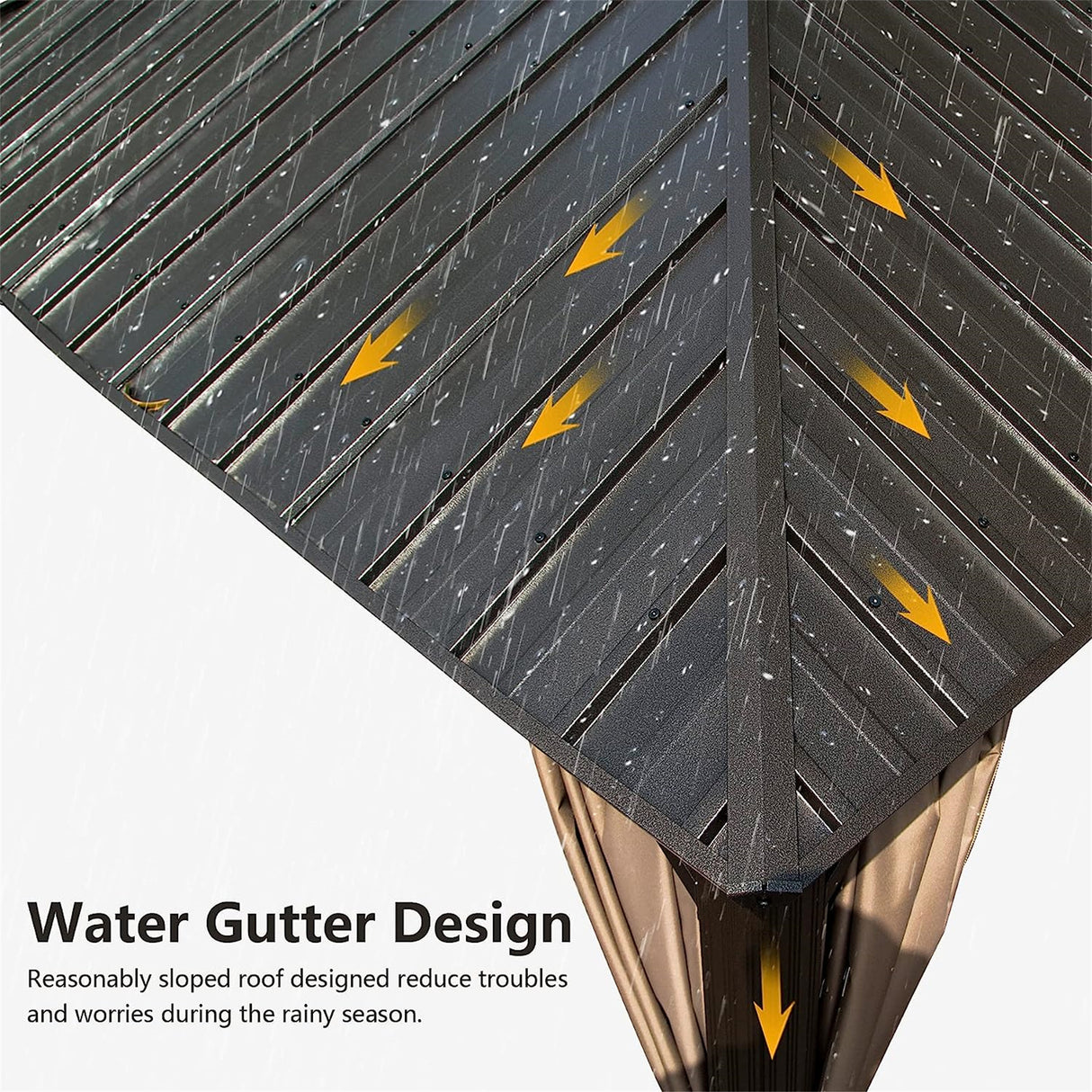 Dark Brown 10'x12' Outdoor Steel Roof Gazebo: Aluminum Frame, Netting & Curtains - Perfect for Garden, Patios, Lawns, Parties | Home Elegance USA