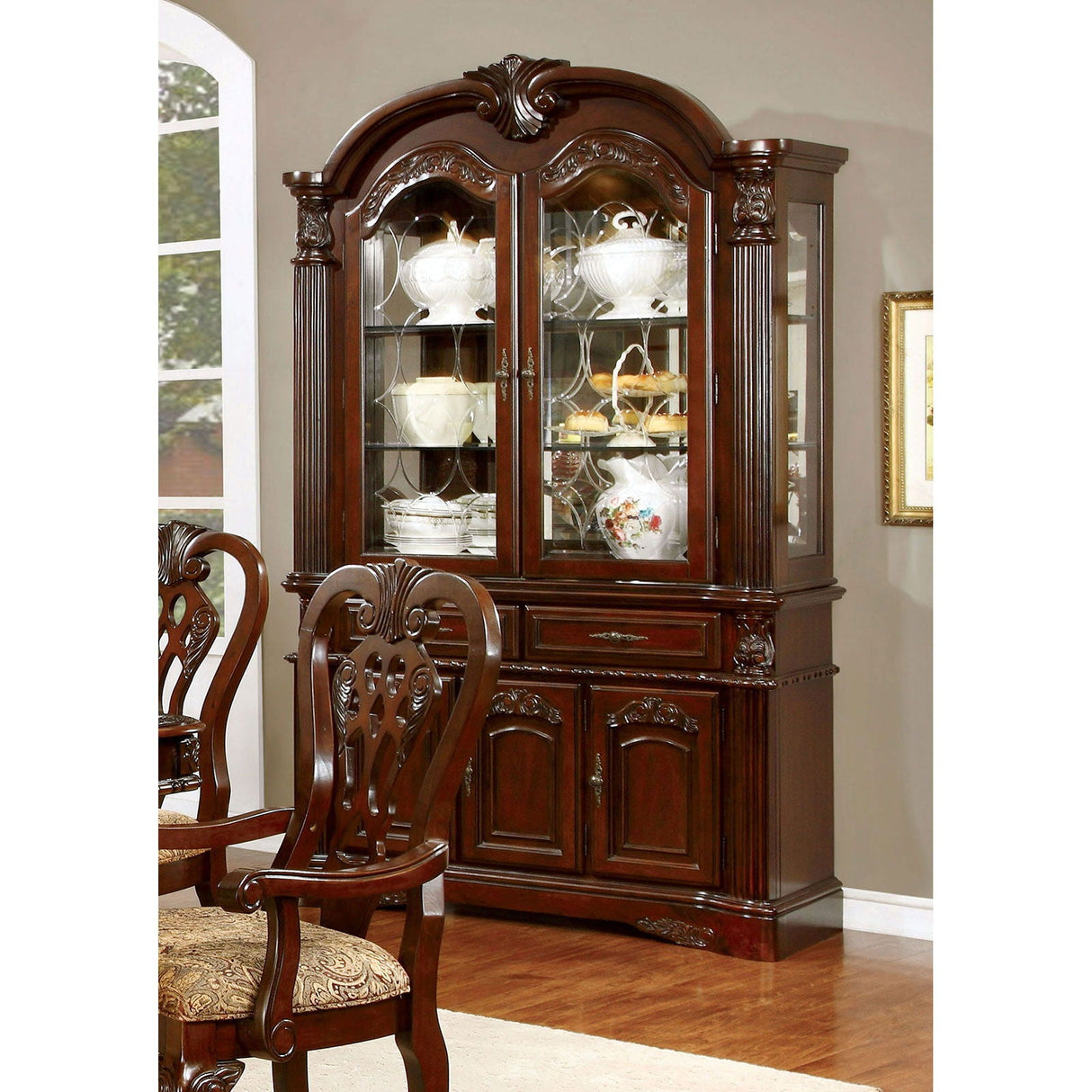 Elana - Hutch & Buffet - Brown Cherry - Home Elegance USA