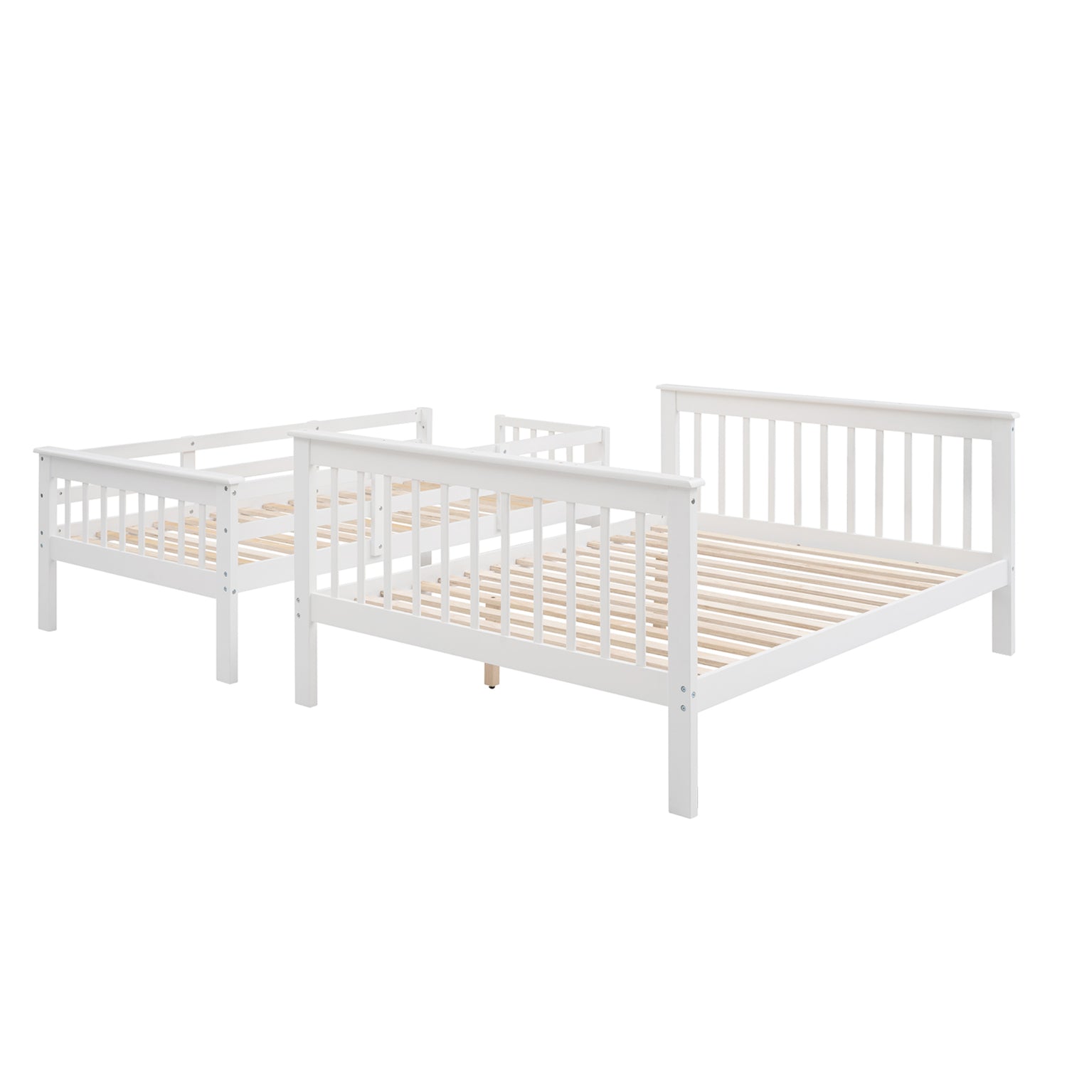 Stairway Twin-Over-Full Bunk Bed with Storage and Guard Rail for Bedroom, White color(OLD SKU :LP000019AAK) - Home Elegance USA