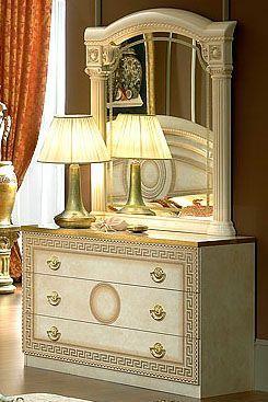 Aida Single Dresser With Mirror Set In Ivory - Gold - Aidasdresser - M | ESF | Home Elegance USA