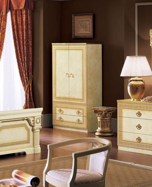Aida 2 Door Wardrobe In Ivory - Gold - Aida2Doorw - D | ESF | Home Elegance USA