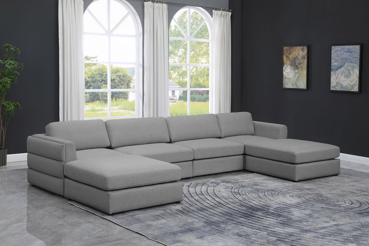 Beckham - Modular Sectional 6 Piece - Gray - Fabric - Modern & Contemporary | Home Elegance USA