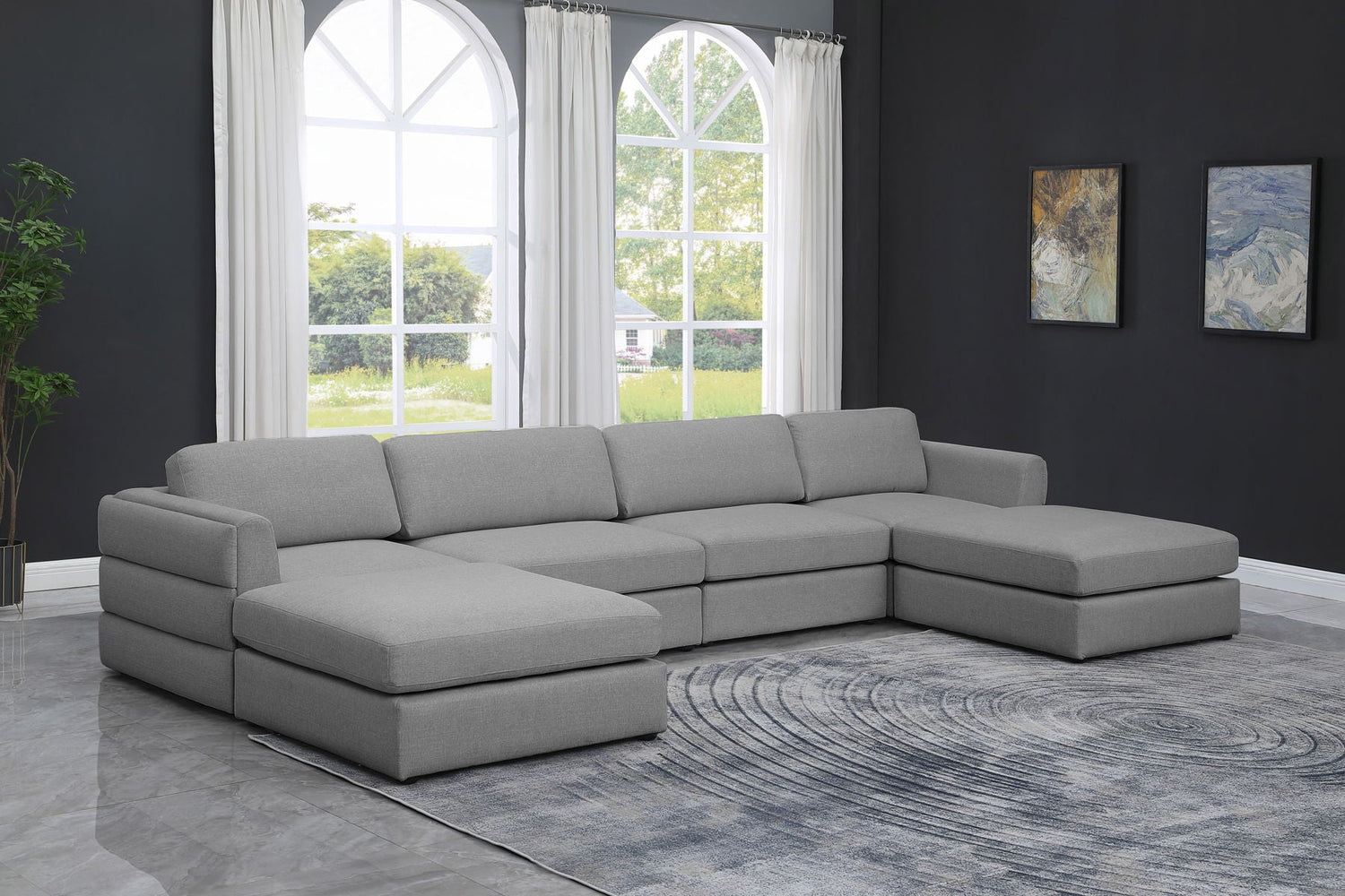 Beckham - Modular Sectional 6 Piece - Gray - Fabric - Modern & Contemporary | Home Elegance USA