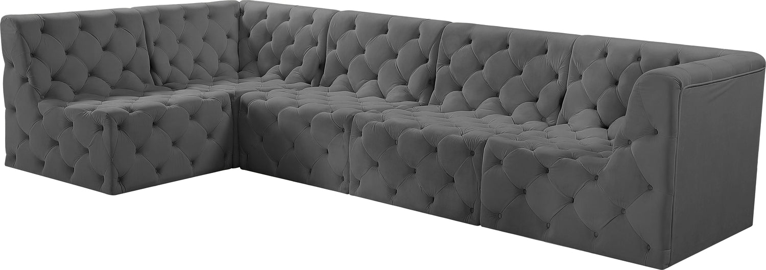 Tuft - Modular Sectional 5 Piece - Gray - Fabric - Home Elegance USA