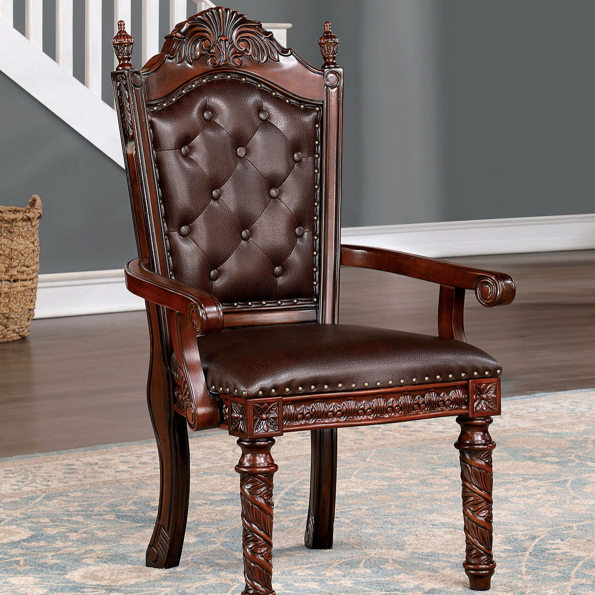 Canyonville - Arm Chair (Set of 2) - Brown Cherry / Dark Brown | Home Elegance USA