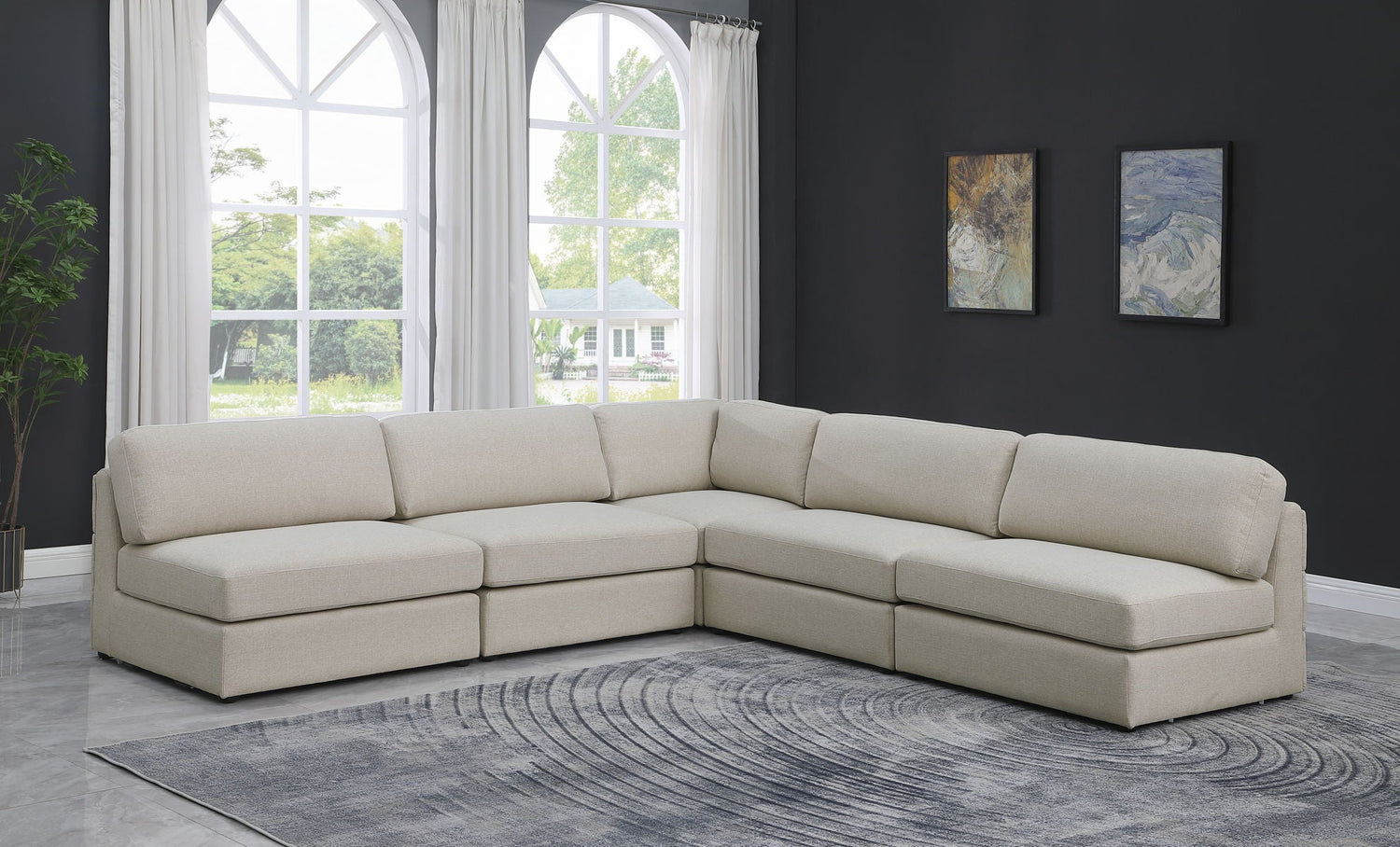 Beckham - Modular Sectional - Beige - Fabric | Home Elegance USA