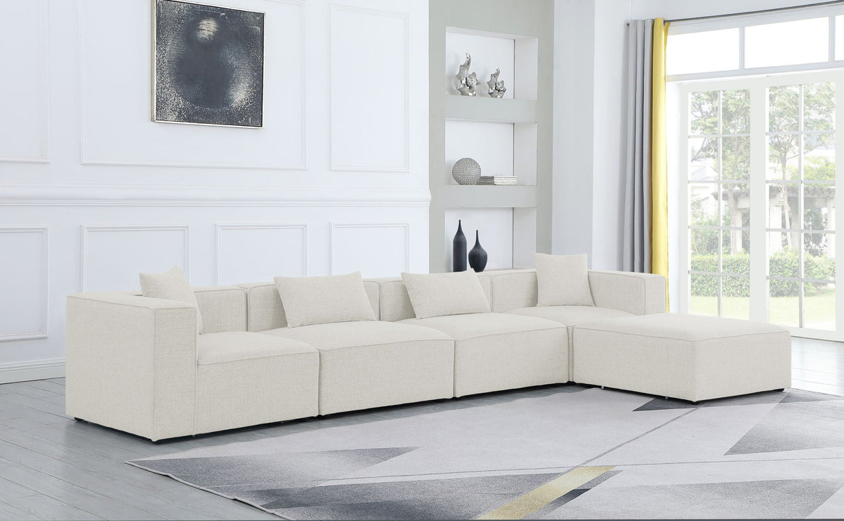 Cube - Modular Sectional 5 Piece - Cream - Fabric | Home Elegance USA