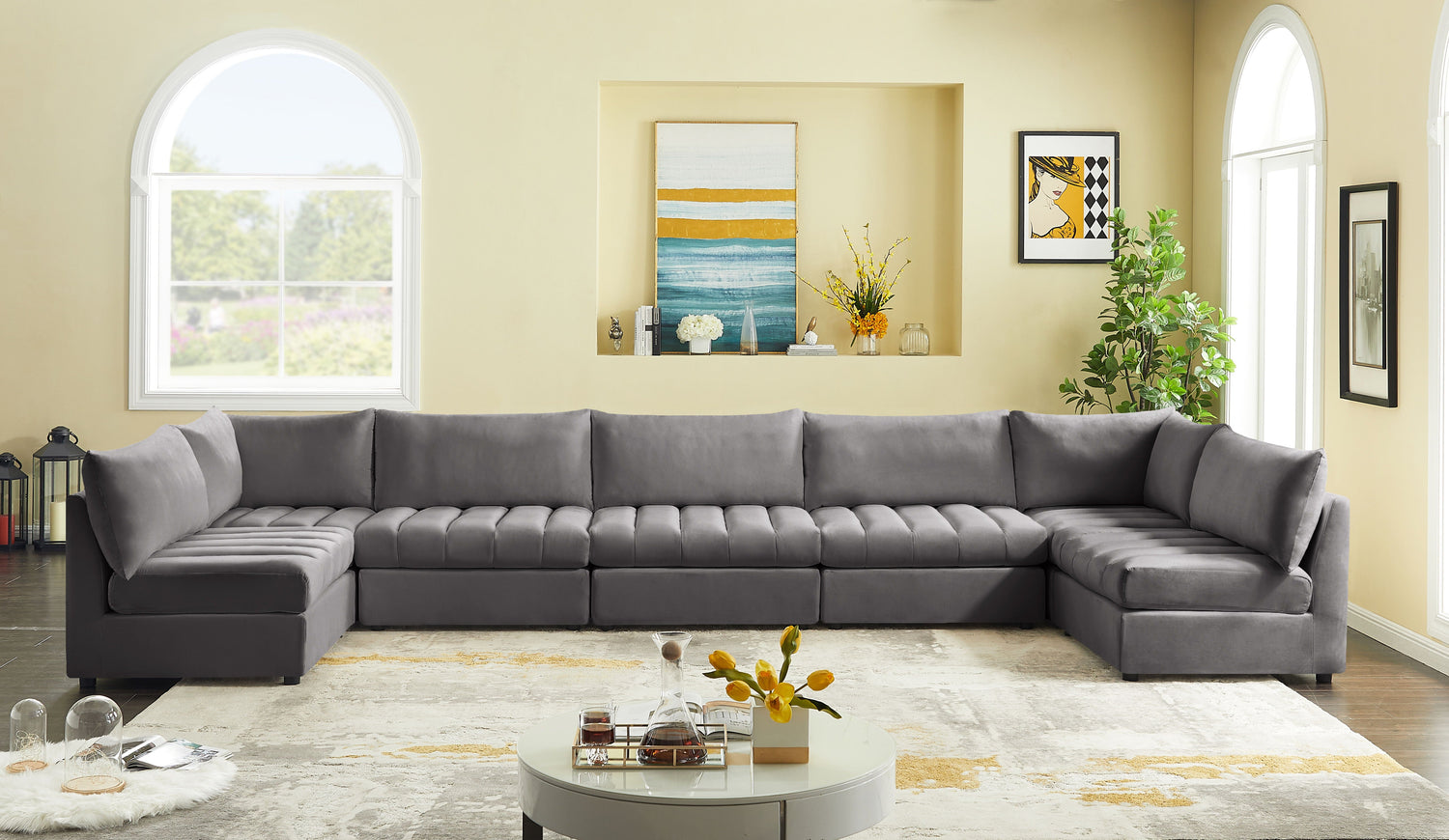 Jacob - Modular Sectional 7 Piece - Grey - Home Elegance USA