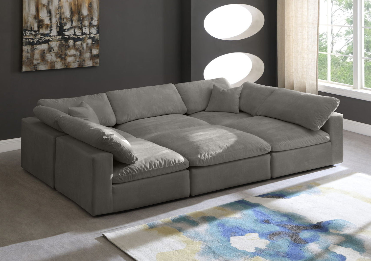 Cozy - Modular Sectional 6 Piece Cloud - Grey | Home Elegance USA