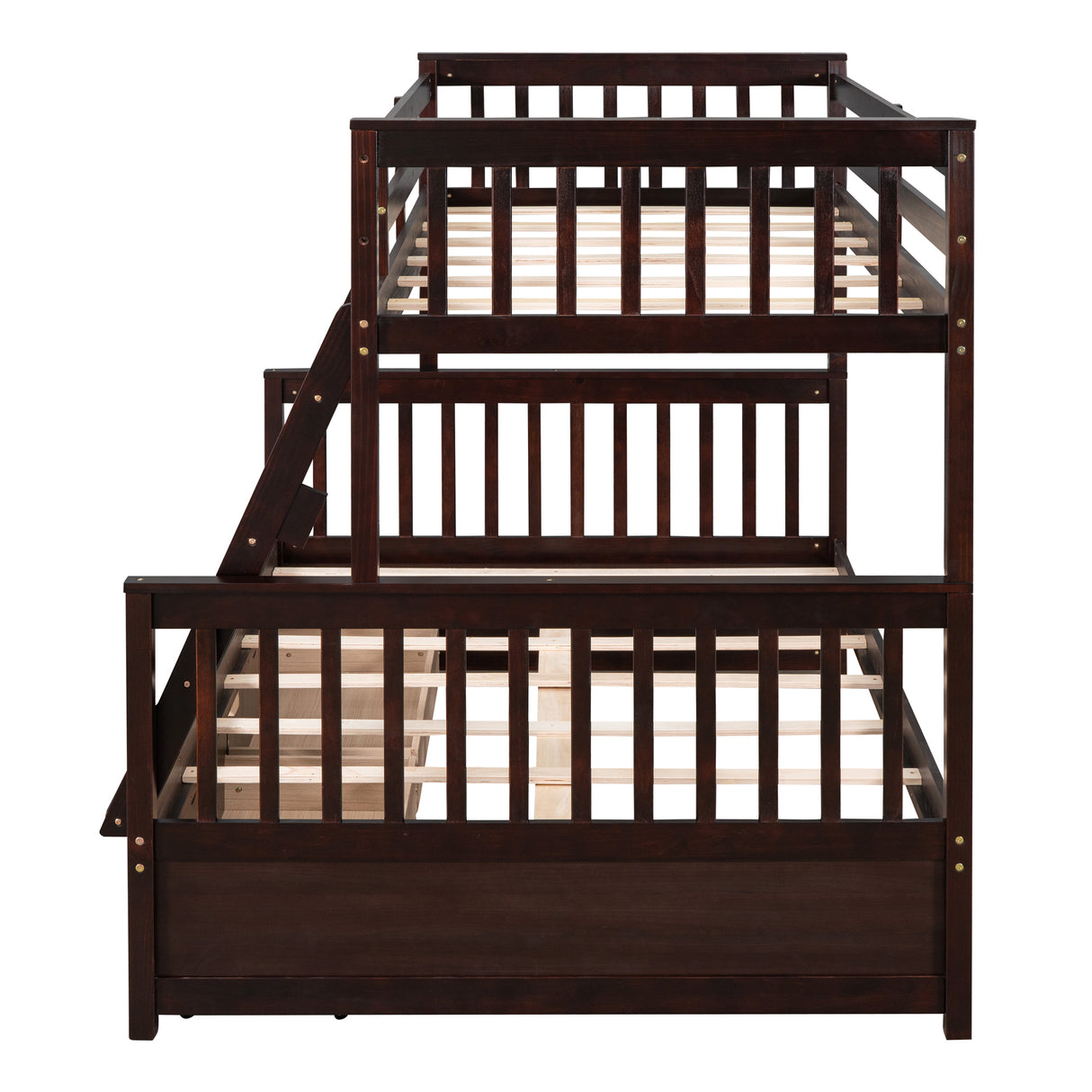 Twin-Over-Full Bunk Bed with Ladders and Two Storage Drawers(Espresso)( old sku:LT000165AAP) - Home Elegance USA