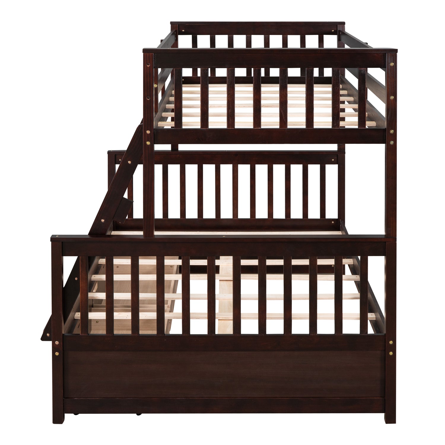 Twin-Over-Full Bunk Bed with Ladders and Two Storage Drawers(Espresso)( old sku:LT000165AAP) - Home Elegance USA