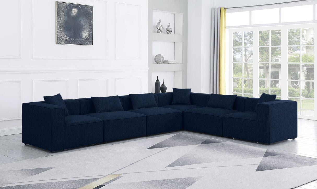 Cube - Modular Sectional 6 Piece - Navy - Fabric - Modern & Contemporary | Home Elegance USA