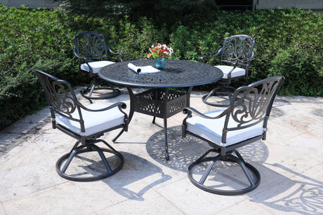 Round 4 - Person 48.03" Long Aluminum Dining Set with Cushions