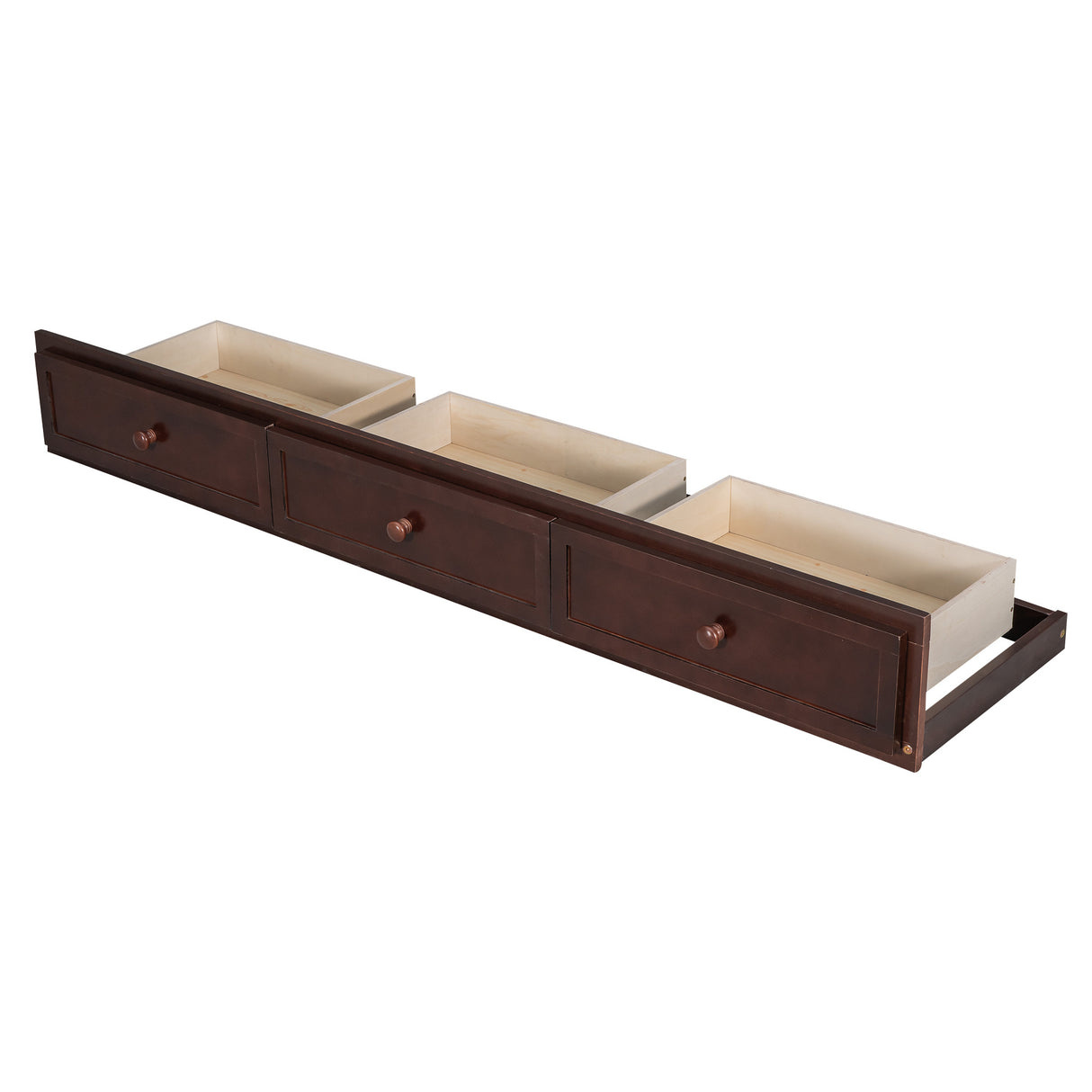 Twin-Over-Full Bunk Bed with Drawers,Ladder and Storage Staircase, Espresso - Home Elegance USA