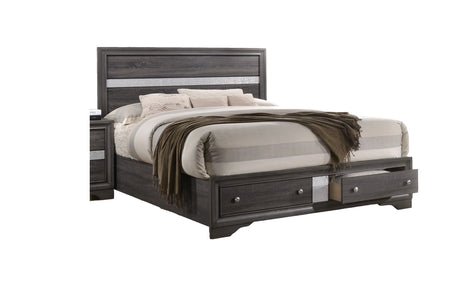 Traditional Matrix Queen Size Storage Bed in Gray made with Wood - Home Elegance USA