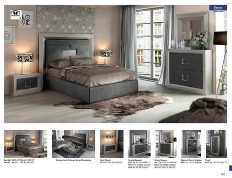Esf Furniture - Enzo King Bed With Storage Kit In Grey - Enzostoragekitks