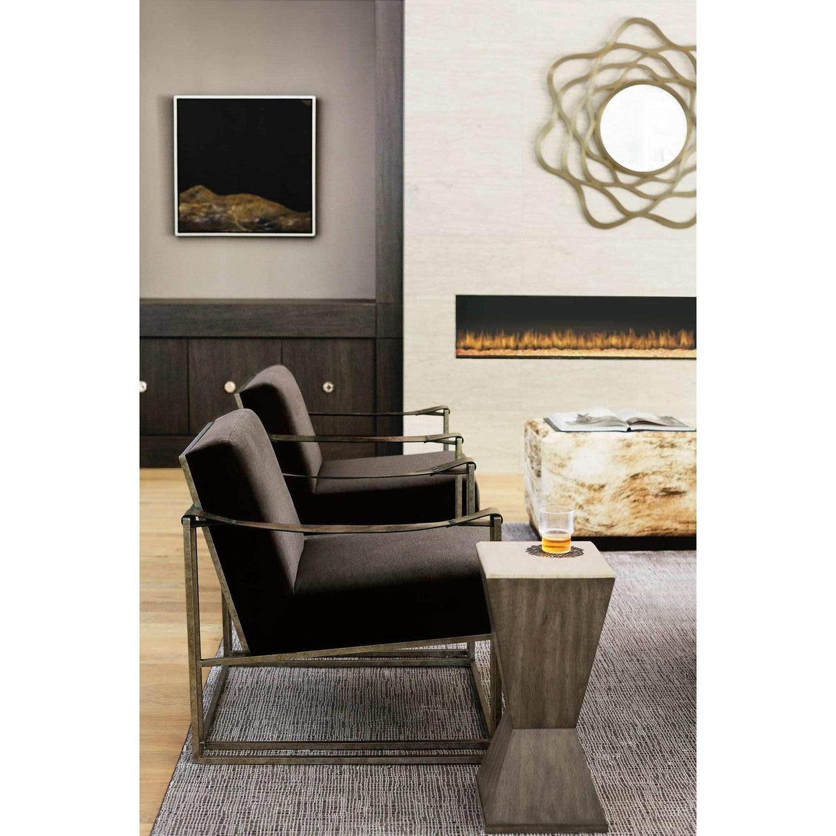 Dekker Chair In Burnished Hammered Iron | Bernhardt | Home Elegance USA