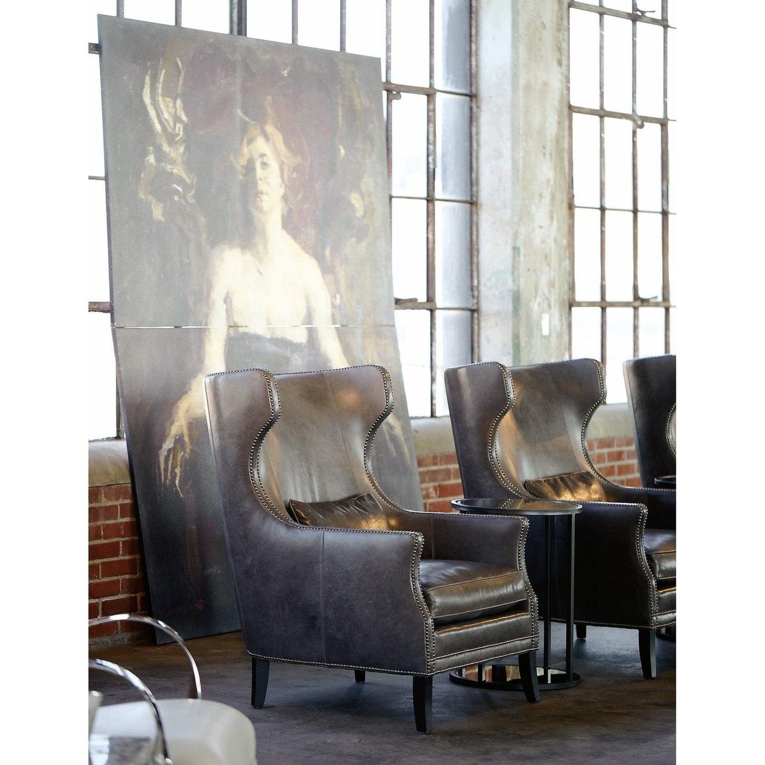 Bernhardt Interiors Kingston Wing Leather Chair - Home Elegance USA