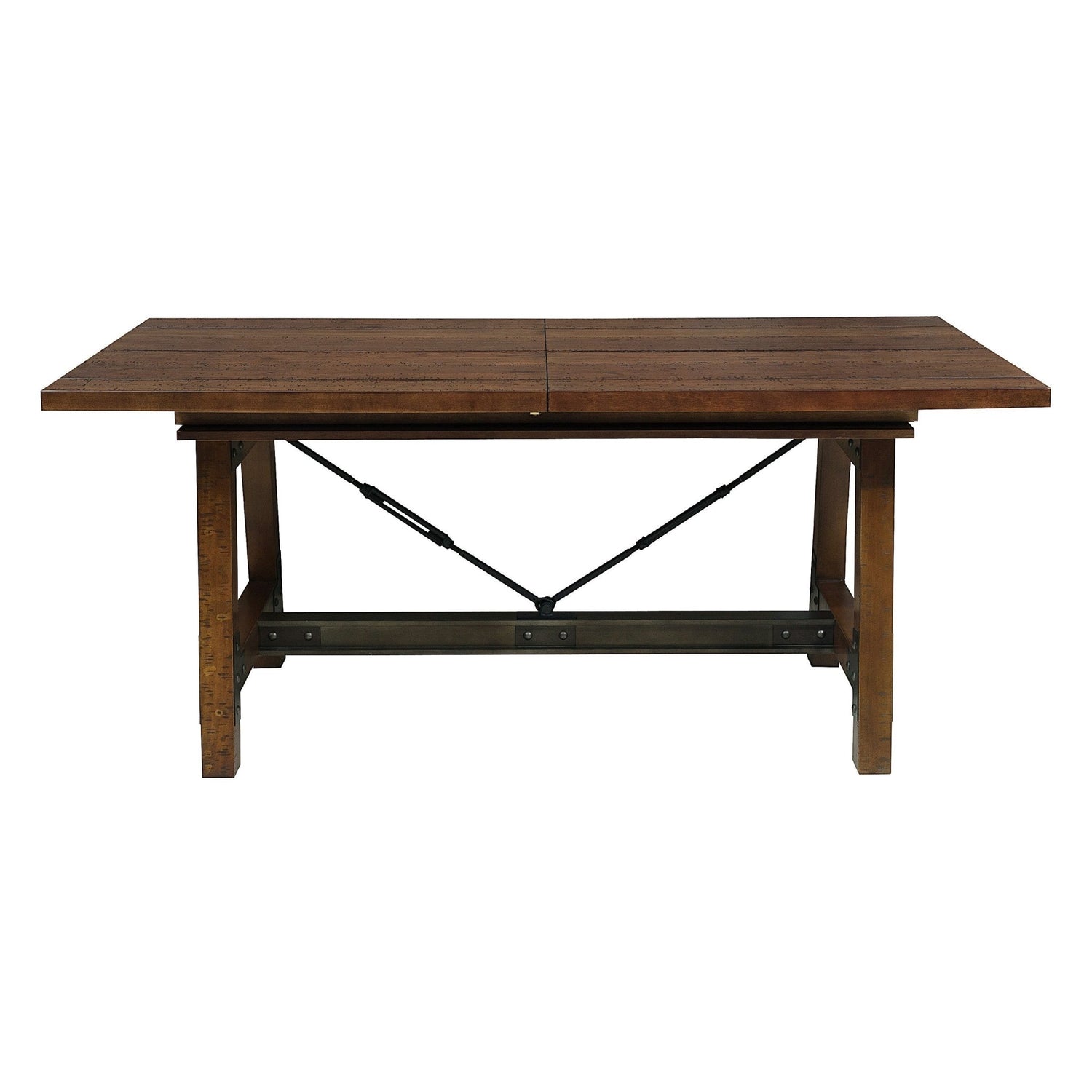 Unique Look Wood Framing 1pc Dining Table w Extension Leaf Industrial Design Casual Dining Furniture - Home Elegance USA