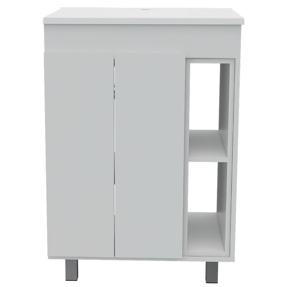 Montana 2 Piece Bathroom Set,  Acra Free Standing Vanity + Magna Linen Cabinet , White
