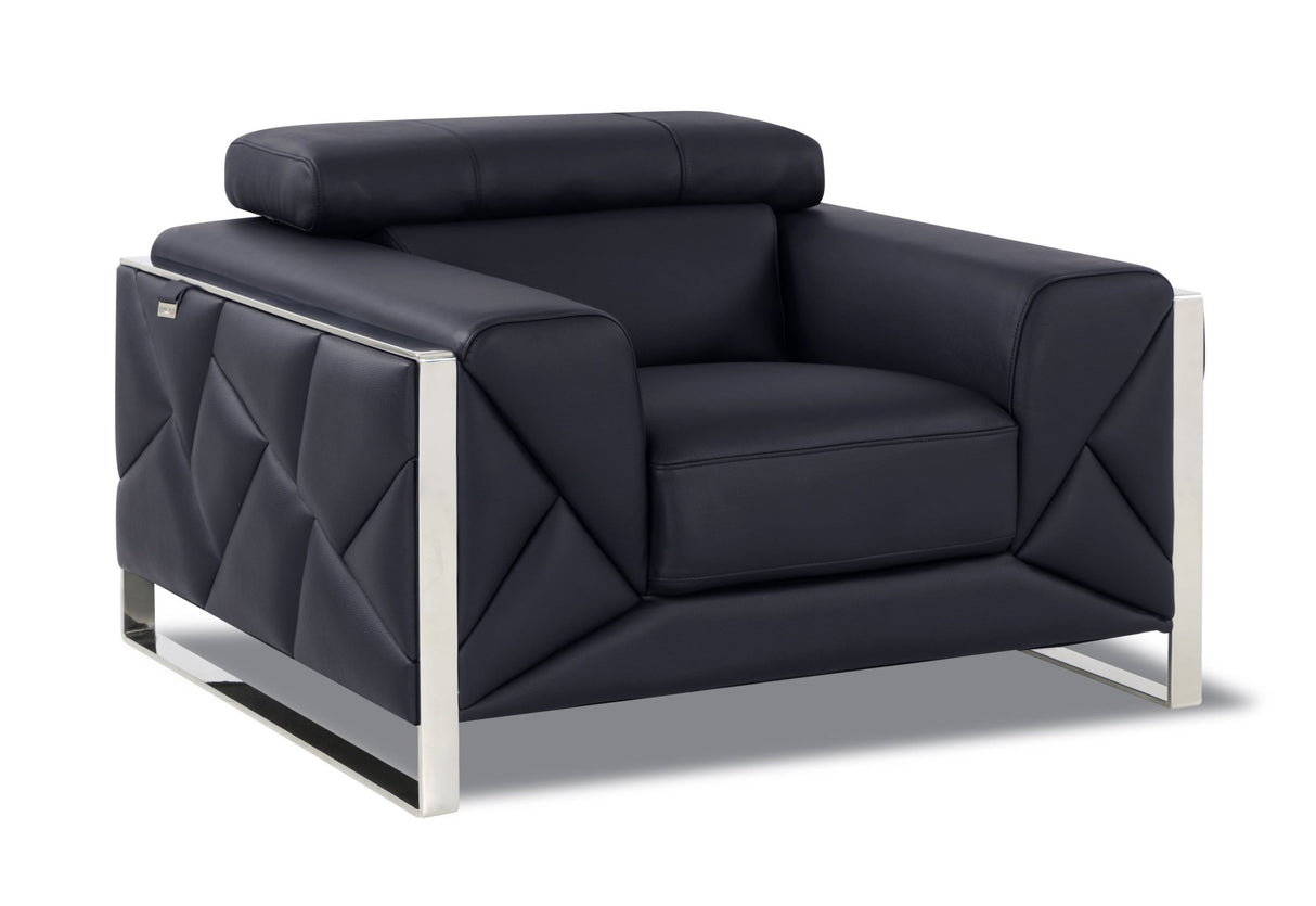 Global United Top Grain Italian Leather  Chair - Home Elegance USA