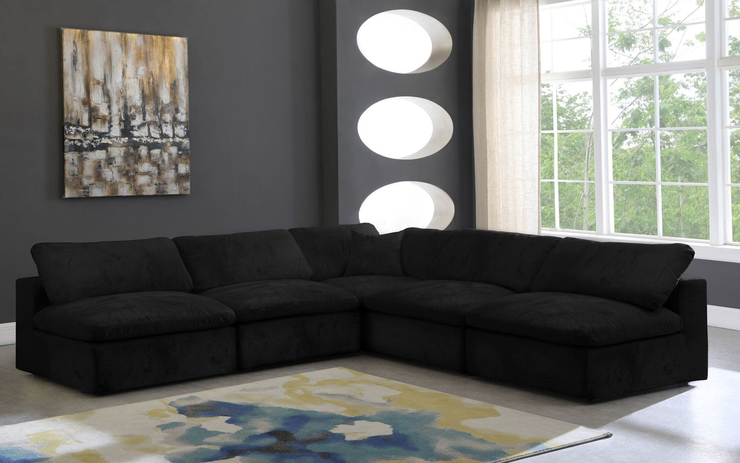 Cozy - Modular Sectional Cloud - Black - Fabric - Modern & Contemporary | Home Elegance USA