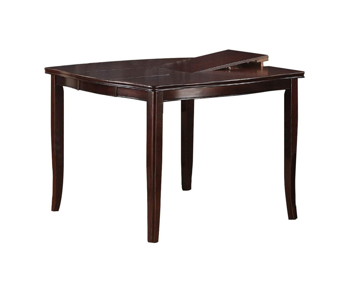 Contemporary Counter Height Dining 6pc Set Table w Butterfly Leaf 4x Chairs A Bench Brown Finish Rubberwood Chairs Cushions Kitchen Dining Room Furniture