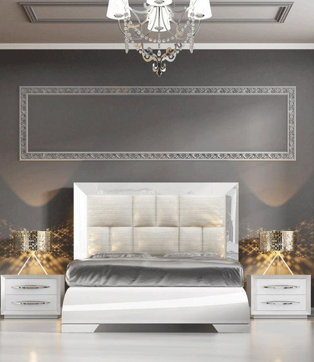 Carmen Eastern King Bed In White - Carmenbedkswhite | ESF | Home Elegance USA
