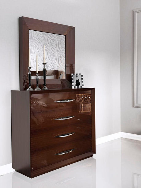 Carmen Single Dresser With Mirror Set In Walnut - Carmensdresserwalnut - M | ESF | Home Elegance USA