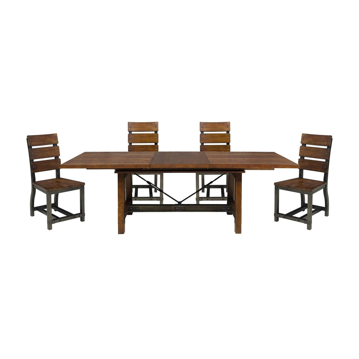 Unique Look Wood Framing 1pc Dining Table w Extension Leaf Industrial Design Casual Dining Furniture - Home Elegance USA
