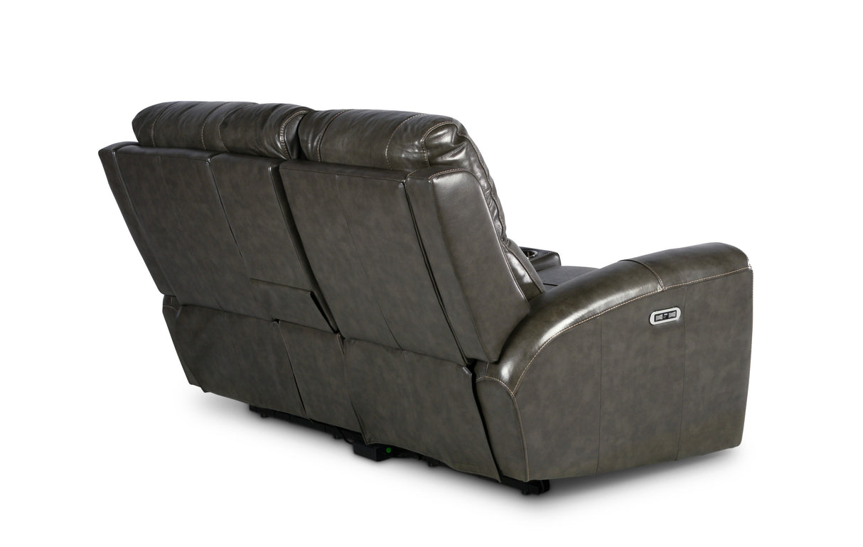 Leather Power Reclining Loveseat with Console - Contemporary Style, Dual Reclining Seats - USB Charging, Hidden Storage Home Elegance USA