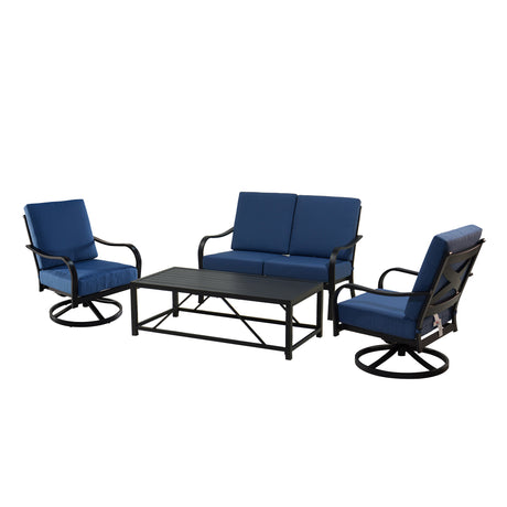Winsor Premium Outdoor 4-Piece Deep Seating Set: Patio Furniture with Comfortable Cushions, All-Weather, Durable, and Stylish Outdoor Conversation Set
