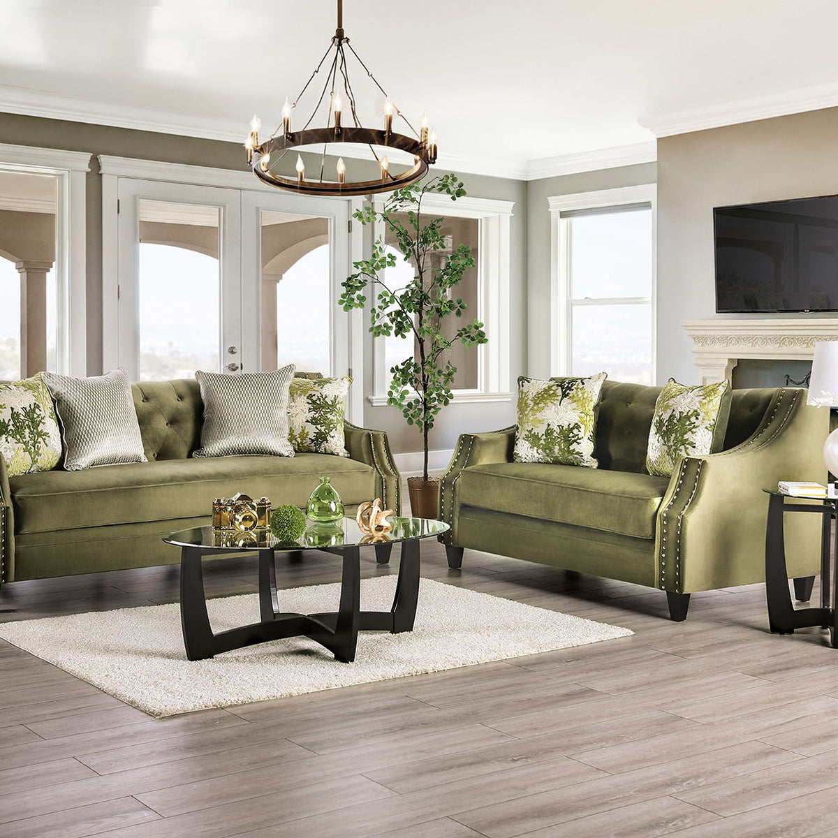 Kaye - Sofa & Loveseat - Green | Furniture of America – Home Elegance USA