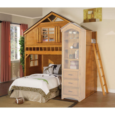 ACME Tree House Loft Bed (Twin Size) in Rustic Oak 10160 - Home Elegance USA