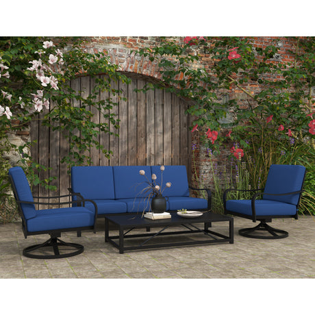 Winsor Premium Outdoor 4-Piece Deep Seating Set: Patio Furniture with Comfortable Cushions, All-Weather, Durable, and Stylish Outdoor Conversation Set